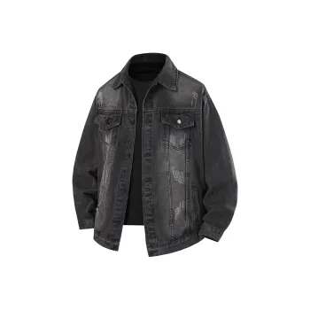 FOR FEAR THAT Denim Jacket Unisex Black Gray