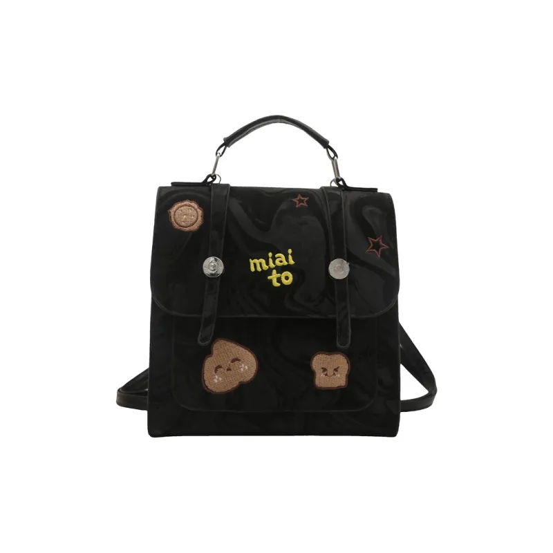 HCXK PU Trendy Casual Handbag, Fashion Minimalist Style Shoulder Bag, Backpack Women's White/Black/Brown-5