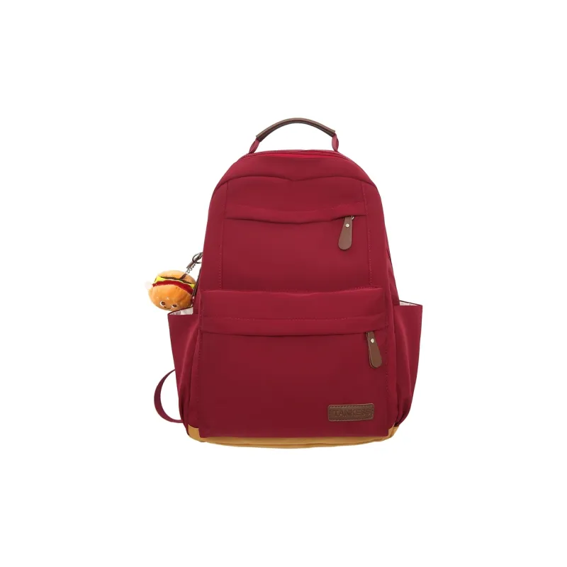 BUBM Nylon Backpack Unisex White/Black/Red-12