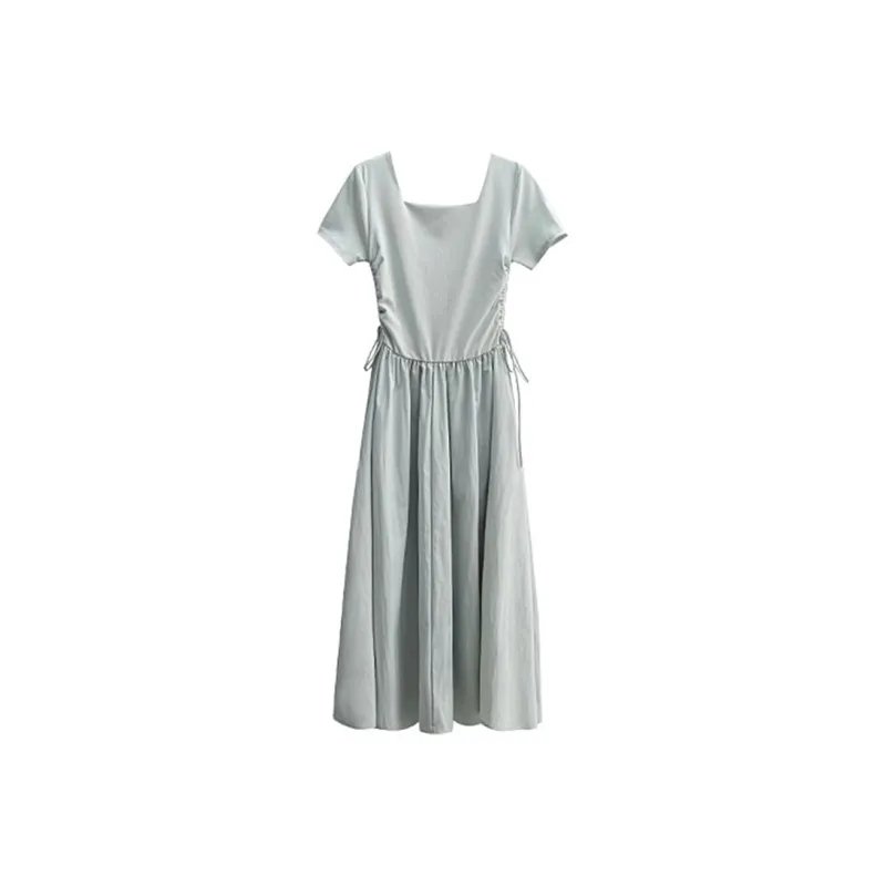 AFGGD Short Sleeved Dresses Women's Blue-1