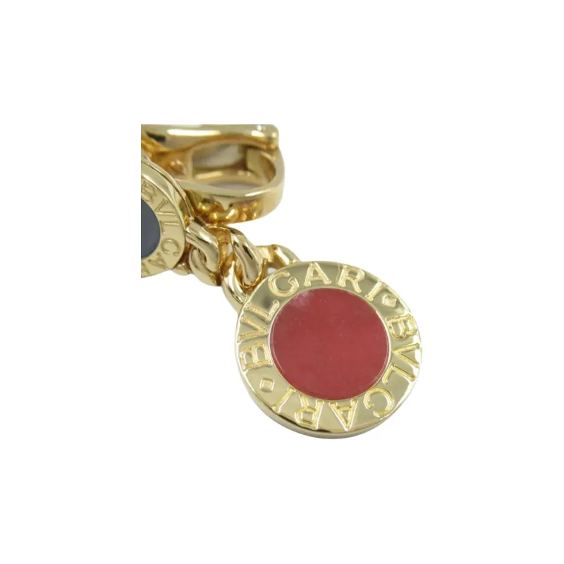 BVLGARI 2010s 18kt Yellow Gold Rhodochrosite And Chalcedony Earrings-1