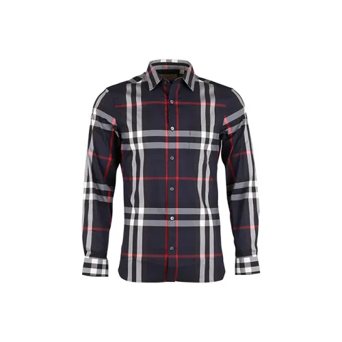 Burberry Shirts Men Navy Blue
