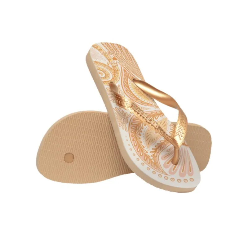 FARM RIO x Havaianas Rubber Sole Quick Dry Flip Flops Women's Gold-5