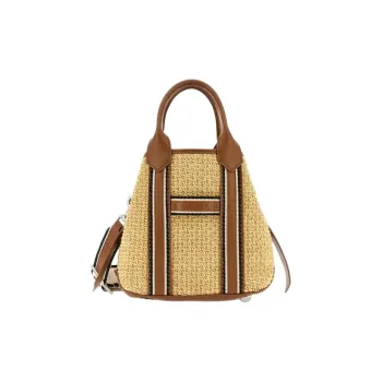 HOGAN Raffia One Shoulder Handbag Small Size Women's Beige & Brown