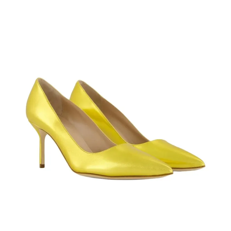 MANOLO BLAHNIK Tora Slim Heel High Heels 7cm Women's Yellow-3