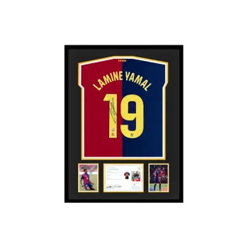 Three For FC Barcelona Jersey EM Certificate, Deluxe Mounting, Outer Frame Approx. 65x85cm Unisex
