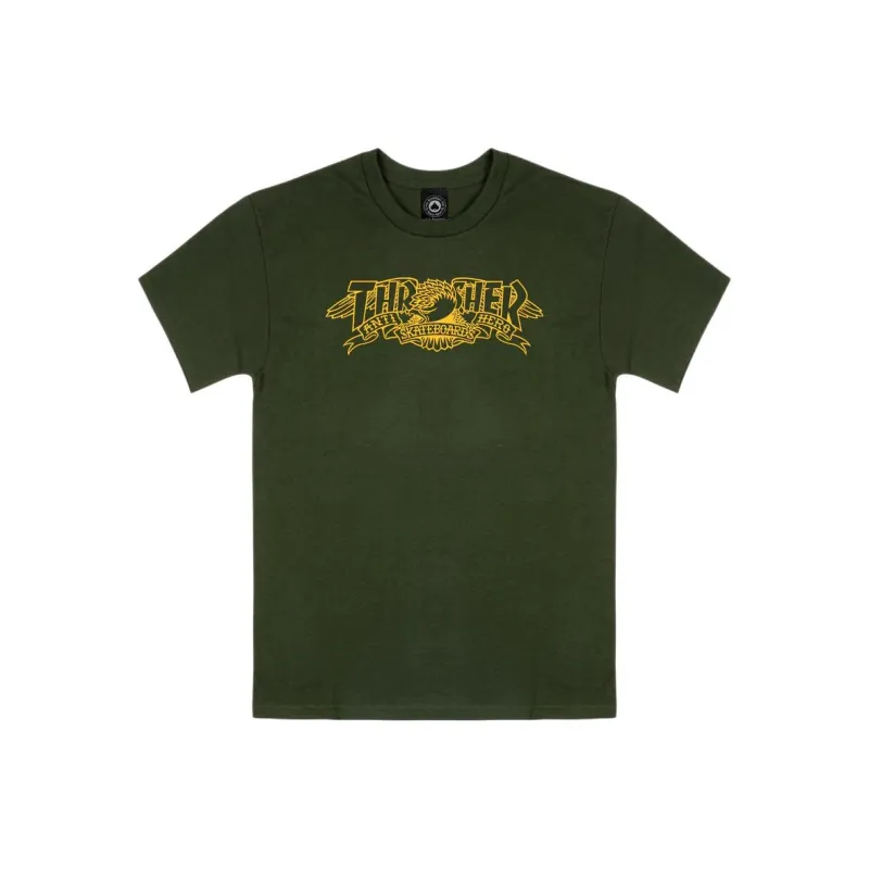Thrasher x Antihero Skateboards T-Shirt Unisex Forest Green-0