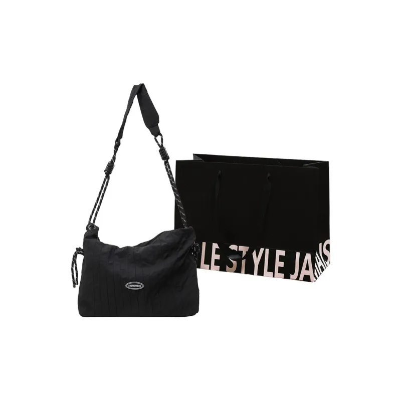 Cwatcun Canvas Bag Crossbody Bag Regular Women's Ecru/Black-7
