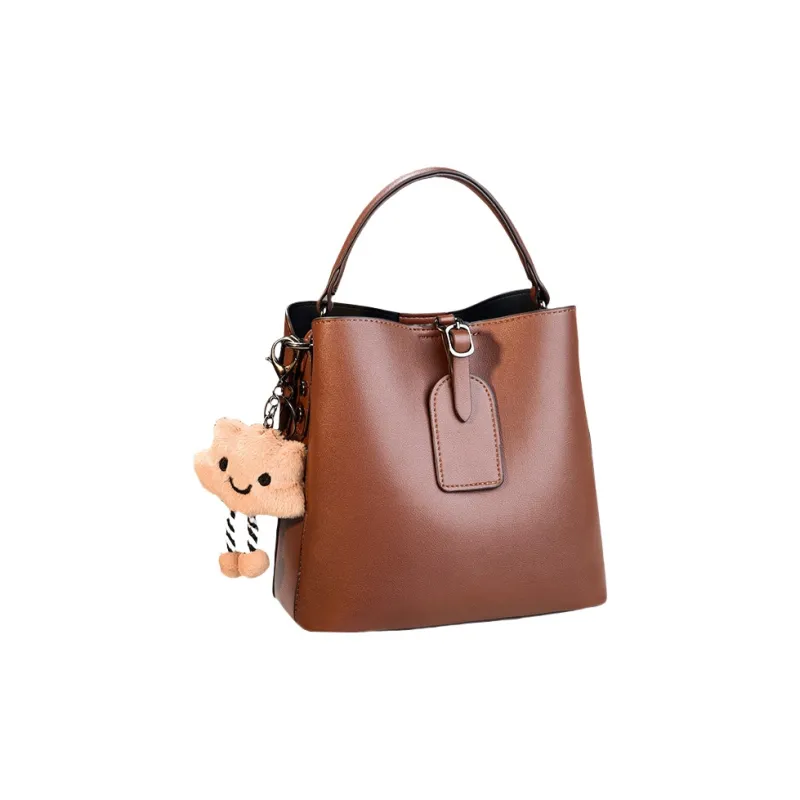 Three Ducklings PU Shoulder Bag, Crossbody Bag, Handbag Regular Women's Black/Khaki/Earth Yellow/Ecru/Pink/Brown-5