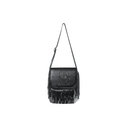 CNOLES Cow Leather Crossbody Shoulder Bags Womens Black Moon