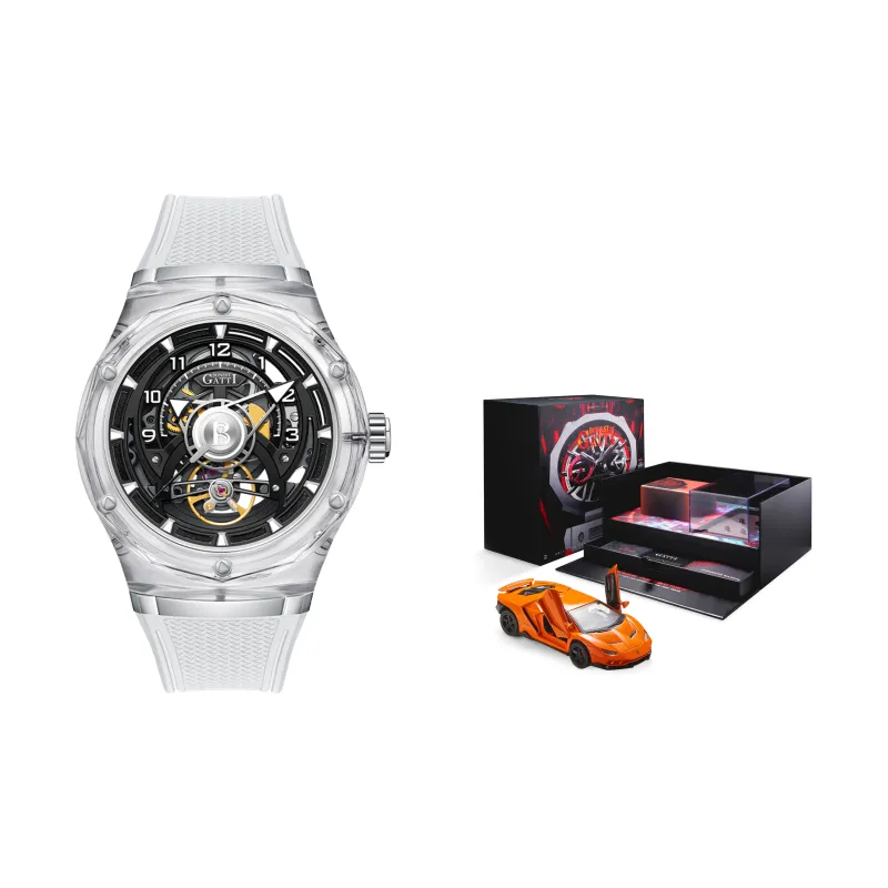 BONEST GATTI Automatic Mechanical Movement Rubber Strap Watch Men's Watches Black Dial-15