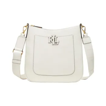 Polo Ralph Lauren Cow Leather Shoulder Bag, Crossbody Bag Large Size Women's White