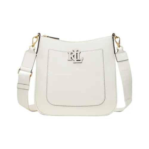 Polo Ralph Lauren Cow Leather Shoulder Bag, Crossbody Bag Large Size Women's White