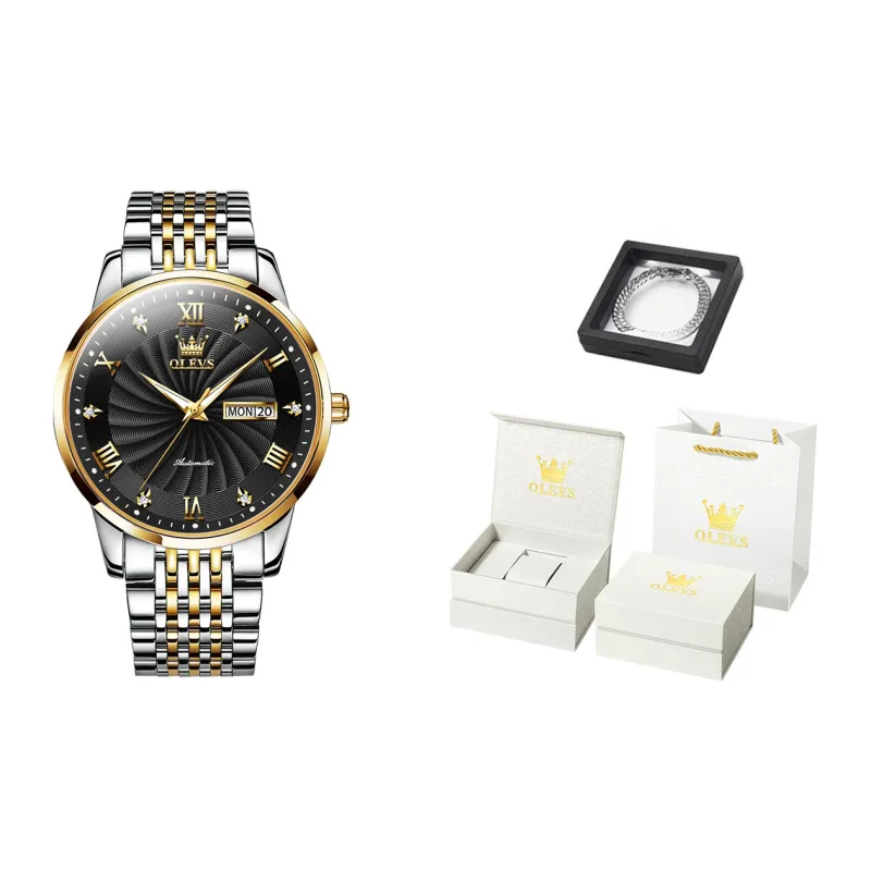 OLEVS Automatic Mechanical Movement Watch Men's Watches White Dial-6