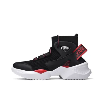 BIANSULONG Abrasion Resistant Support Height Increasing High Top Chunky Sneakers Unisex Black Red