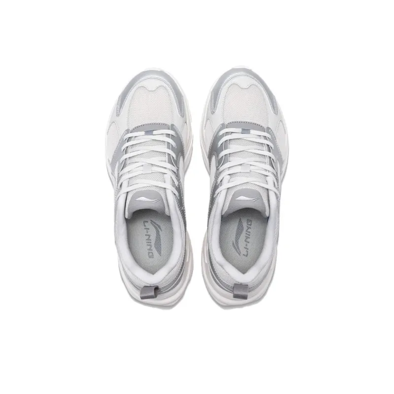 LiNing Pulse Cushioning Slip Resistant Height Increasing Low Top Chunky Sneakers Men's Silver Gray-3