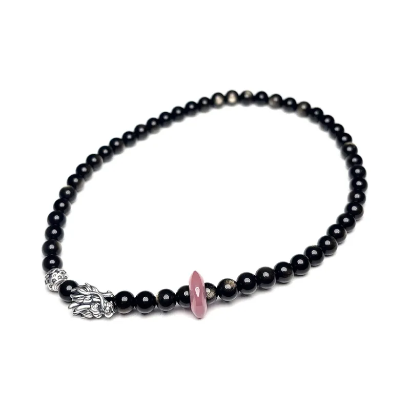 MOUNTAINS AND MANS Natural Obsidian Bracelets Unisex-4