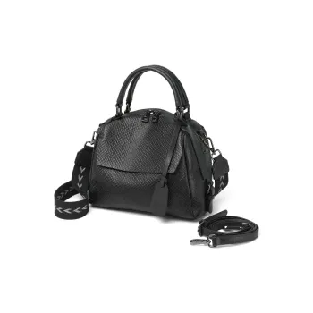DIFENISE Top Grain Cow Leather Crossbody One Shoulder Handbag Women's Black