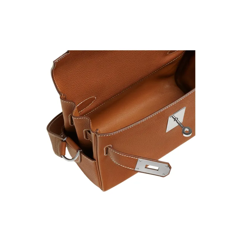 HERMES Kelly Calfskin Messenger Bag, Shoulder Bag Small Size Men's 34 Fauve Light Tawny-3