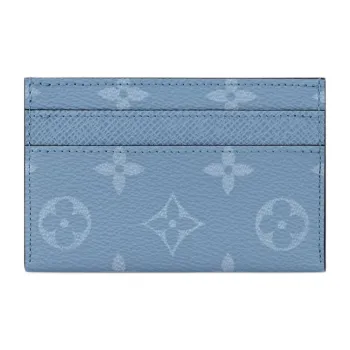 LOUIS VUITTON Taigarama Cow Leather Card Holder Regular Women's Sky Blue
