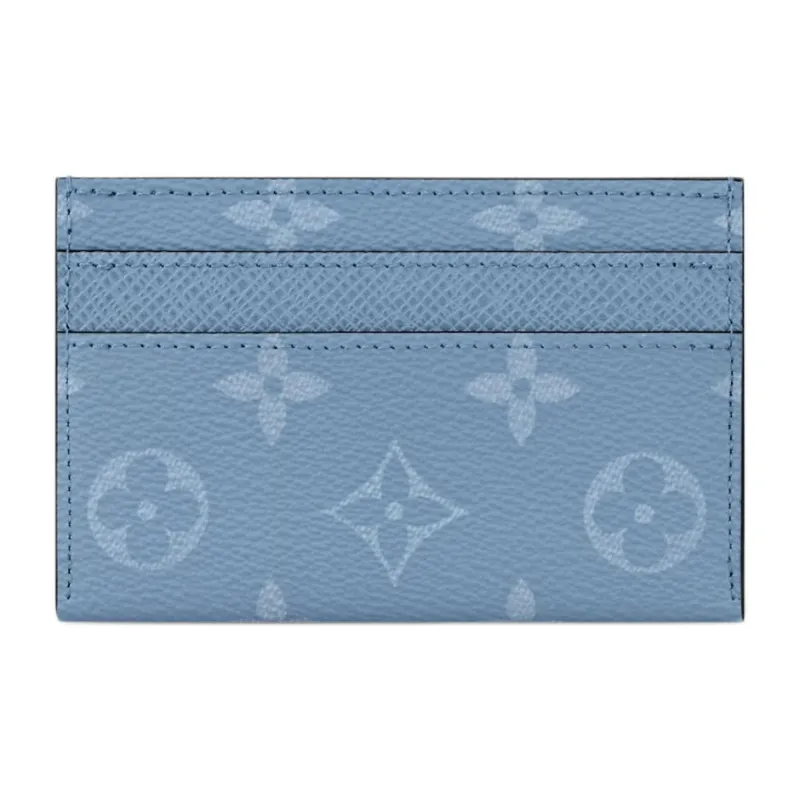 LOUIS VUITTON Taigarama Cow Leather Card Holder Regular Women's Sky Blue-0