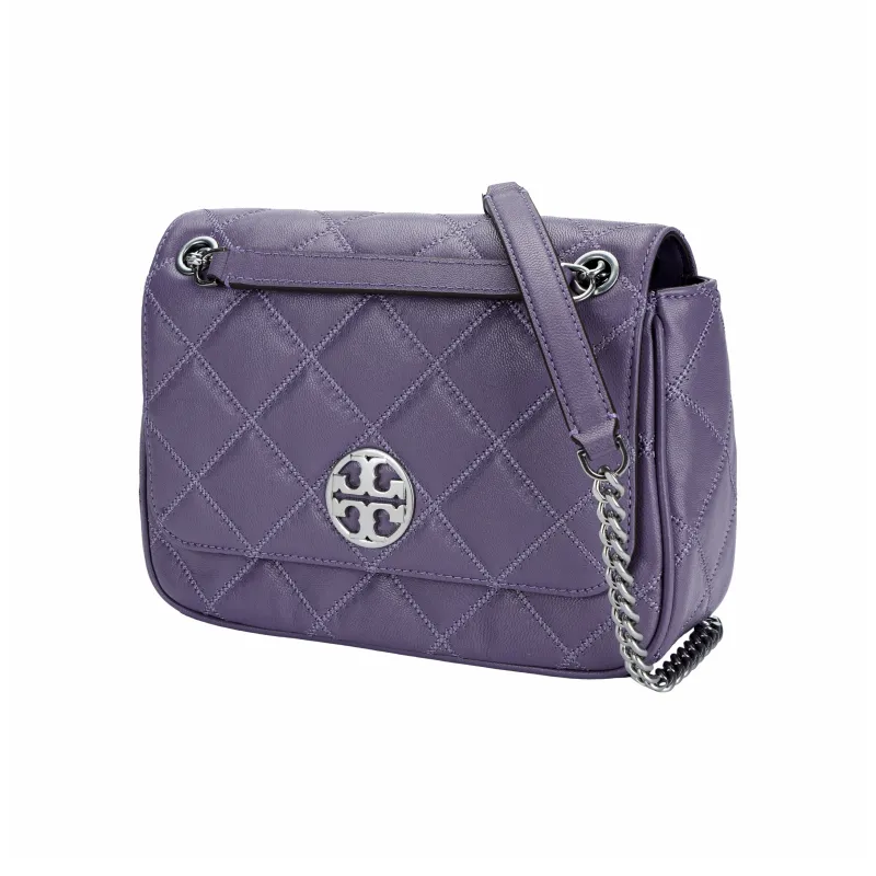 TORY BURCH Cow Leather Handbag Shoulder Bag Crossbody Bag Medium Size Women's Purple-1