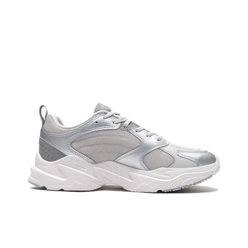 LiNing Pulse Cushioning Slip Resistant Height Increasing Low Top Chunky Sneakers Men's Silver Gray-1