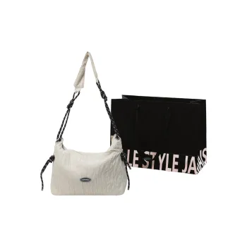 Cwatcun Canvas Bag Crossbody Bag Regular Women's Ecru/Black