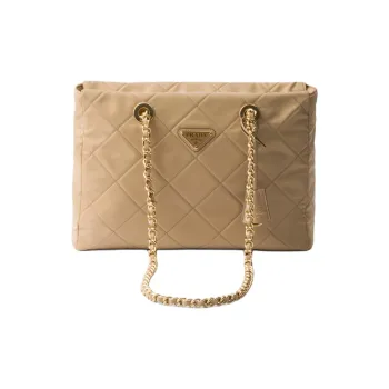 PRADA Re Edition Recycled Nylon Handbag Medium Size Women's Camel Brown