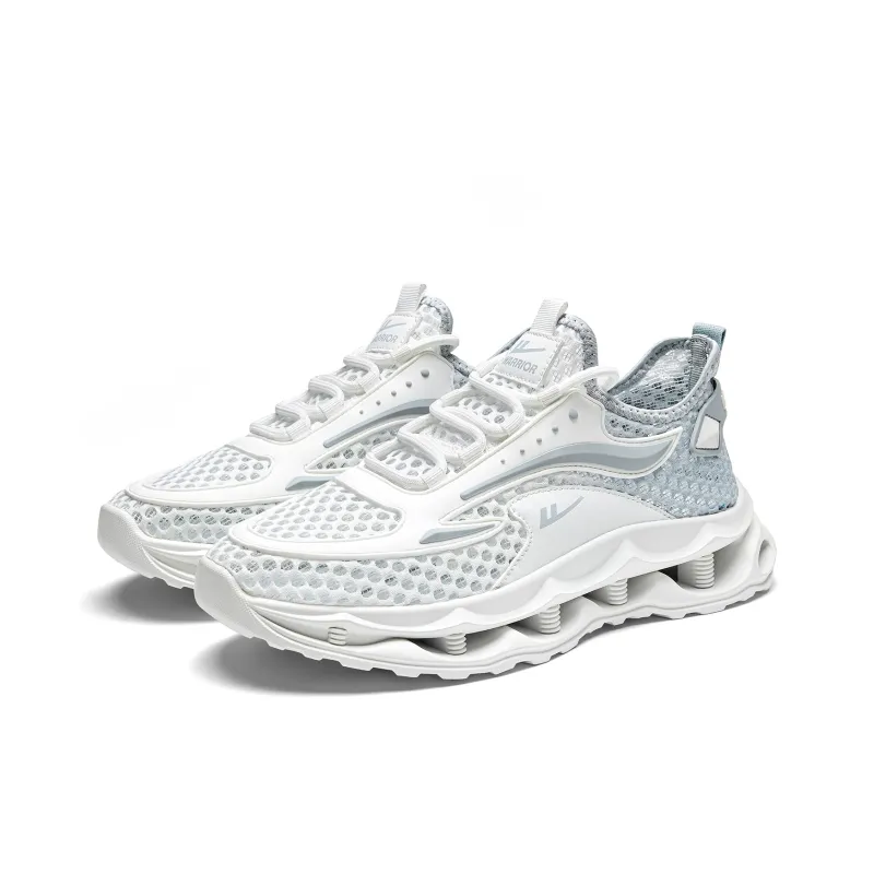 WARRIOR Ride The Wind And Waves Series Running Shoes Unisex Low Top White Gray/White Blue-3
