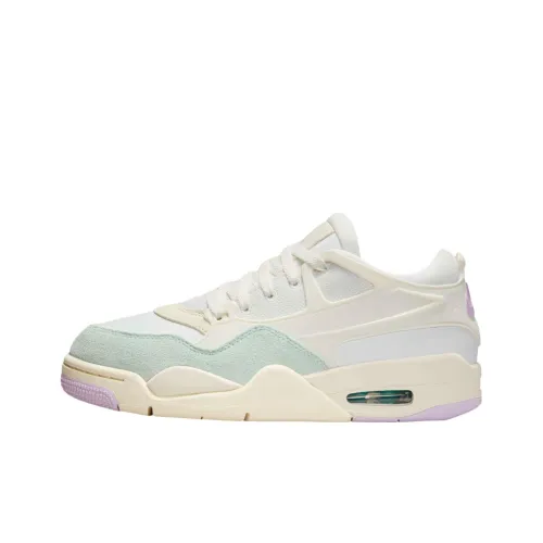 Jordan Air Jordan 4 Anti Slip Wear Resistant Low Top Vintage Basketball Shoes Women's White Green