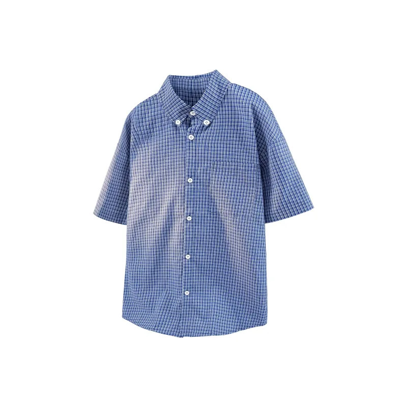 TESTUNG Shirt Unisex Blue Plaid Element-6