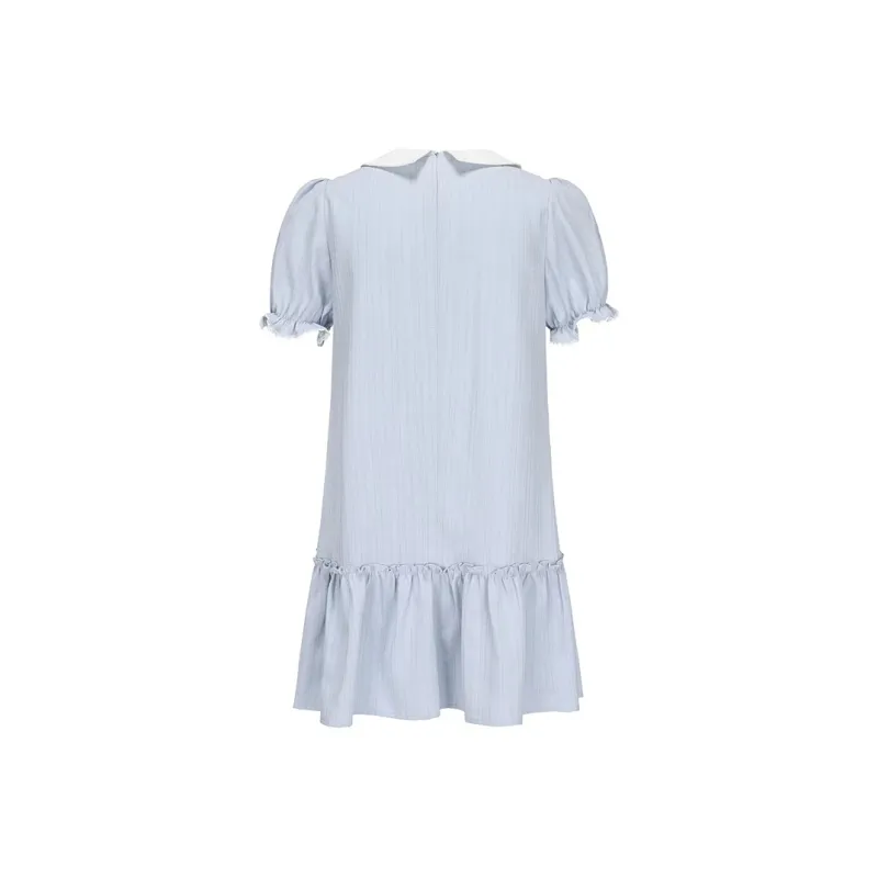 AFGGD Short Sleeved Dresses Women's Blue-1