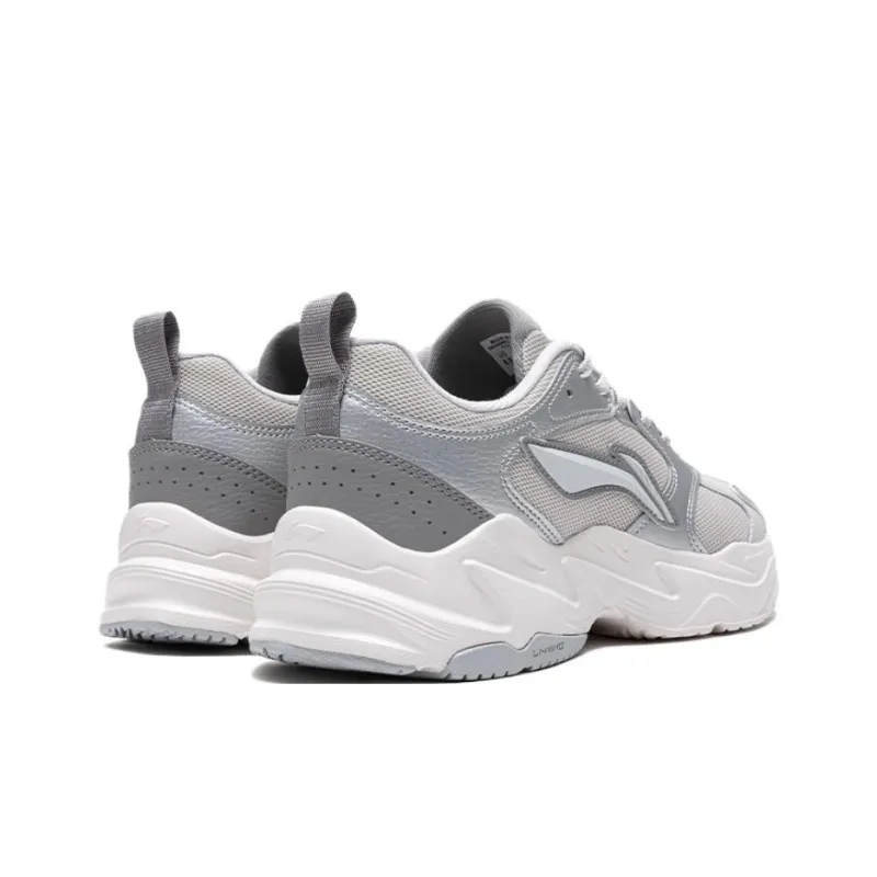 LiNing Pulse Cushioning Slip Resistant Height Increasing Low Top Chunky Sneakers Men's Silver Gray-2
