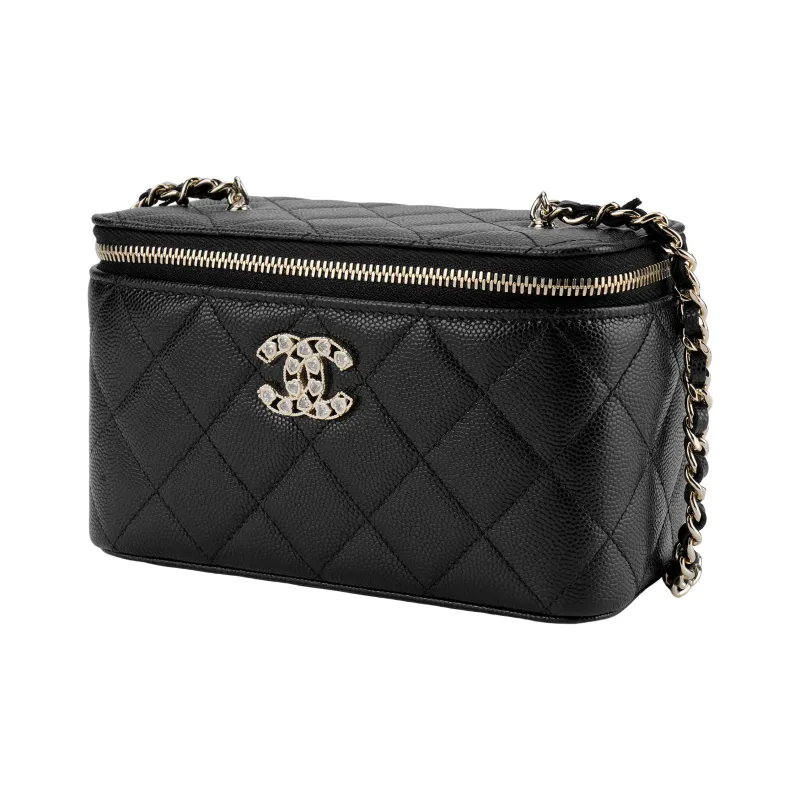 CHANEL Cow Leather Crossbody Bag Women's Black-1