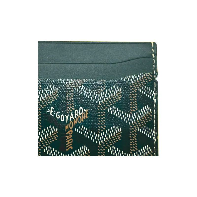 GOYARD Saint-Sulpice Canvas With Calfskin Card Holder Unisex Green Multicolor Red Heart-3