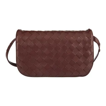 Bottega Veneta Intrecciato Leather Shoulder Bag Women's Madder Brown