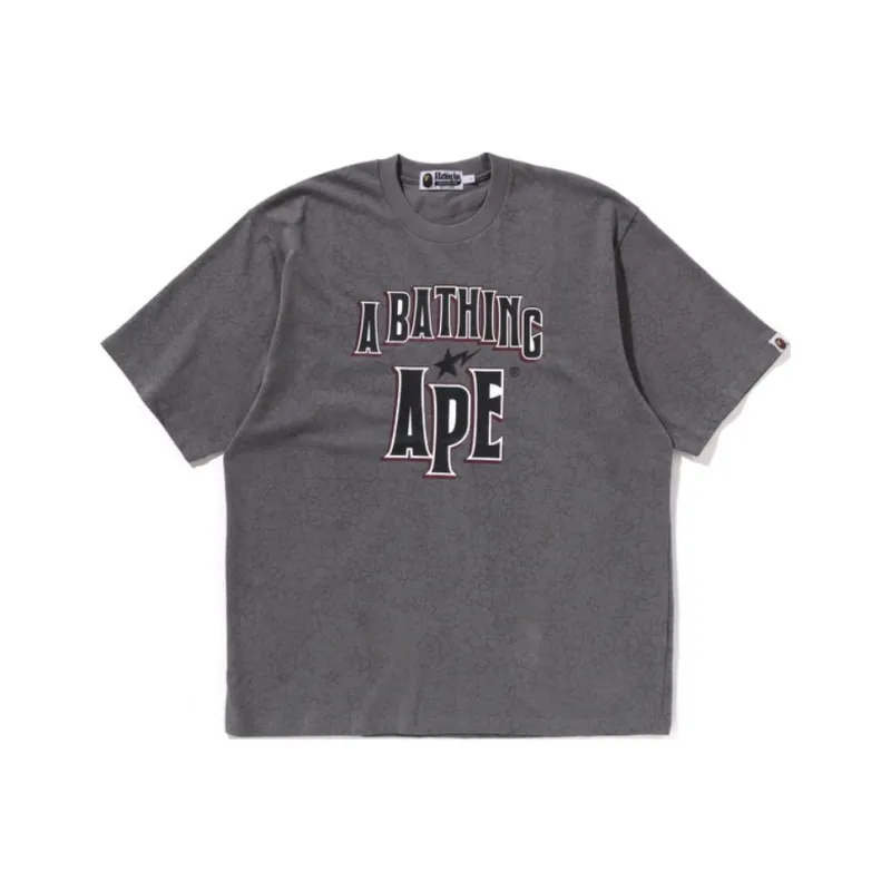 Bape Crack Print Pattern Logo Relaxed Fit Tee-0