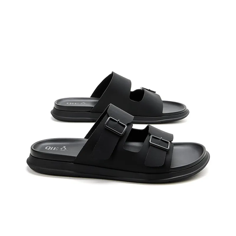 QIE Abrasion Resistant Slide Slippers Men's Black-3