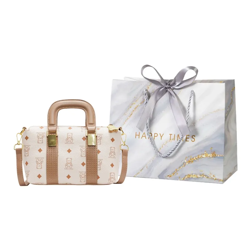 Miss Angel PU Crossbody Handbag Women's Brown/White/Pink-12