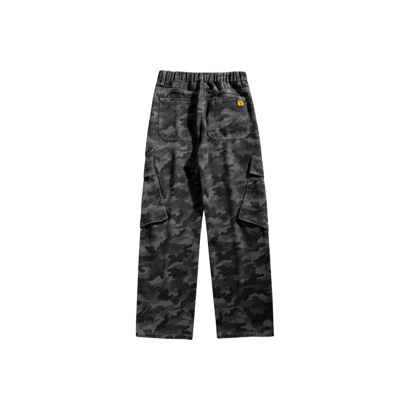 Ghost Mask Casual Pants Unisex Camouflage Gray-1