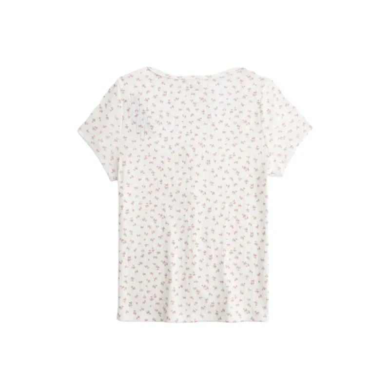 Hollister T Shirt Women's White Floral-1