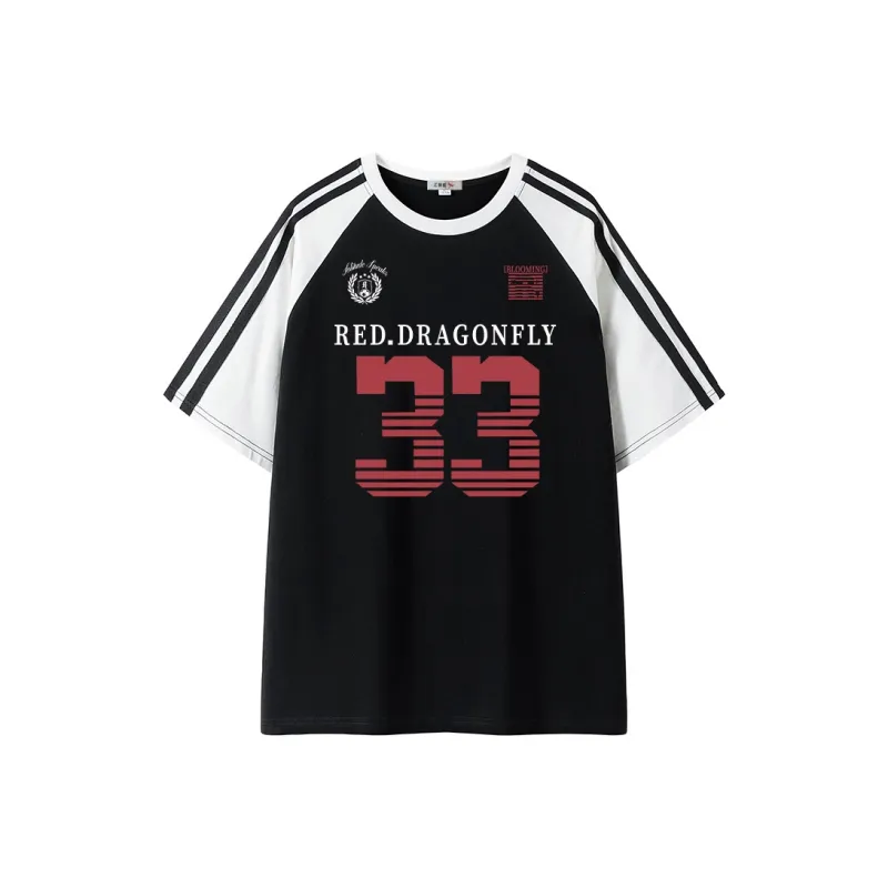 RED DRAGONFLY T Shirt Unisex Black & White-0