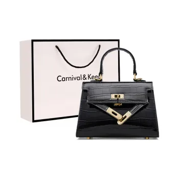 Carnival Keep Cow Leather Kelly Bag, Crossbody Bag, Shoulder Bag, Handbag Women's Black/Ecru