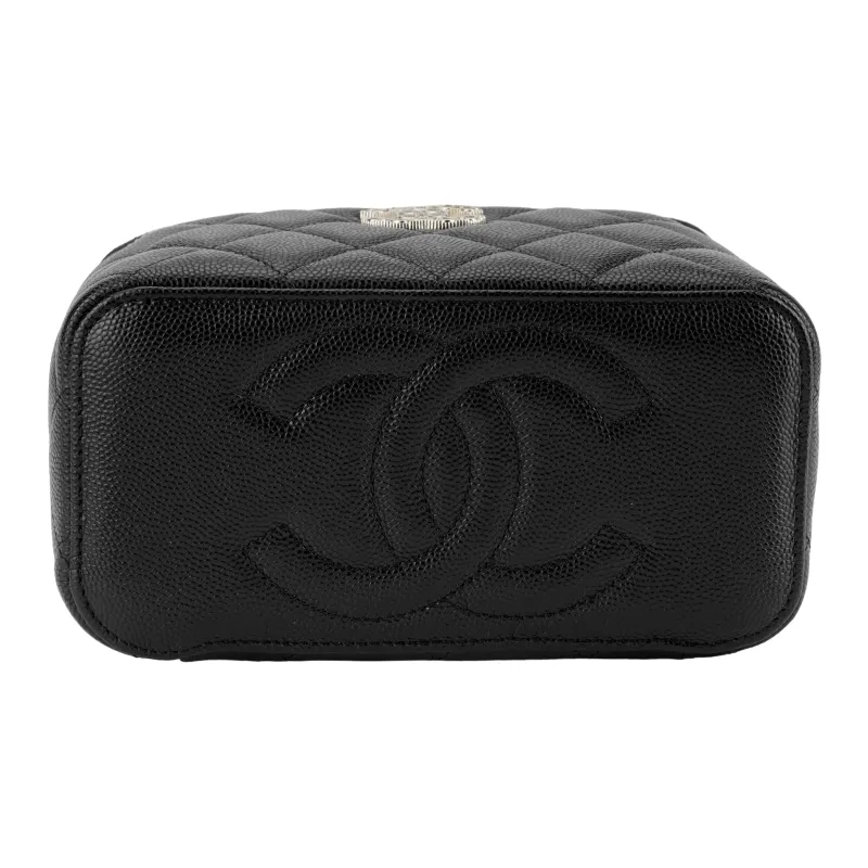 CHANEL Cow Leather Crossbody Bag Women's Black-3