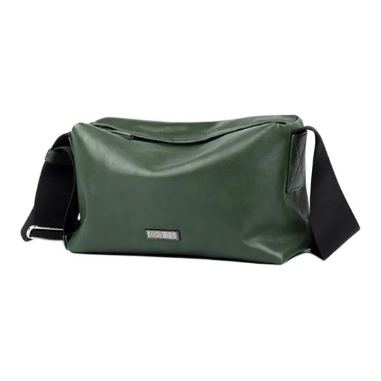 LARTIGENT Cow Leather Shoulder Bag, Crossbody Bag Men's Green/Brown-1