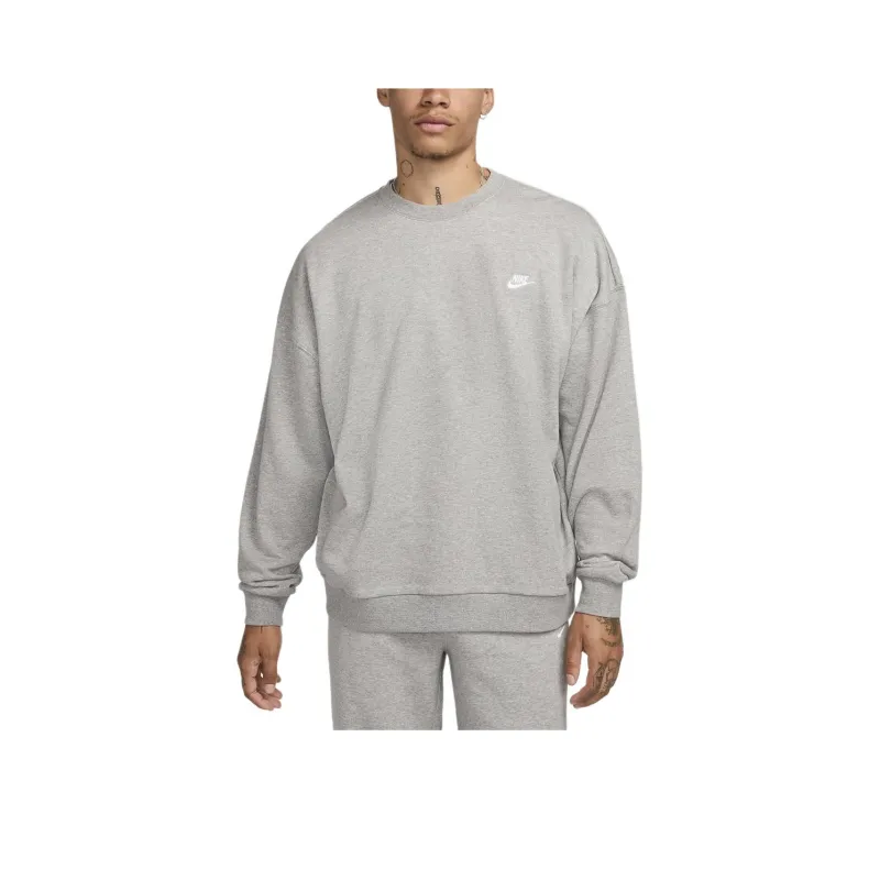 Nike Club Men's Oversized French Terry Crew Sweatshirt Men's Light Smoke Gray-0