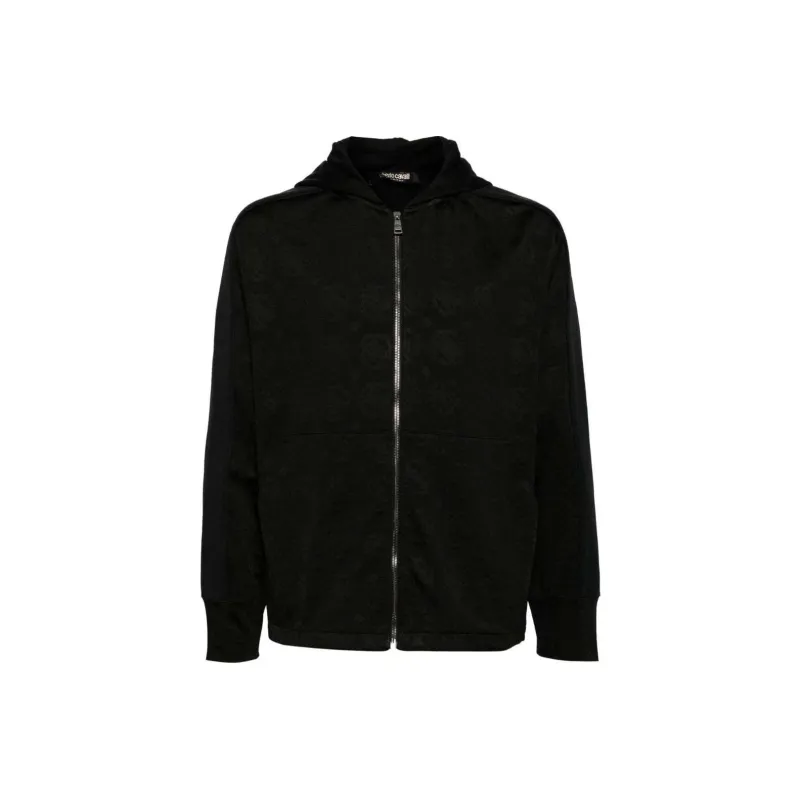 Roberto Cavalli Logo jacquard Zip front Hoodie-0