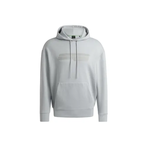 HUGO BOSS Cotton-Blend Relaxed-Fit Hoodie With Logo Artwork Sweatshirt Men's