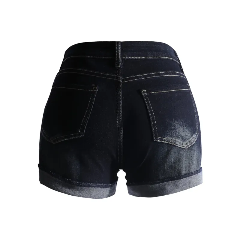ZXZA Denim Shorts Women's Navy Black-1